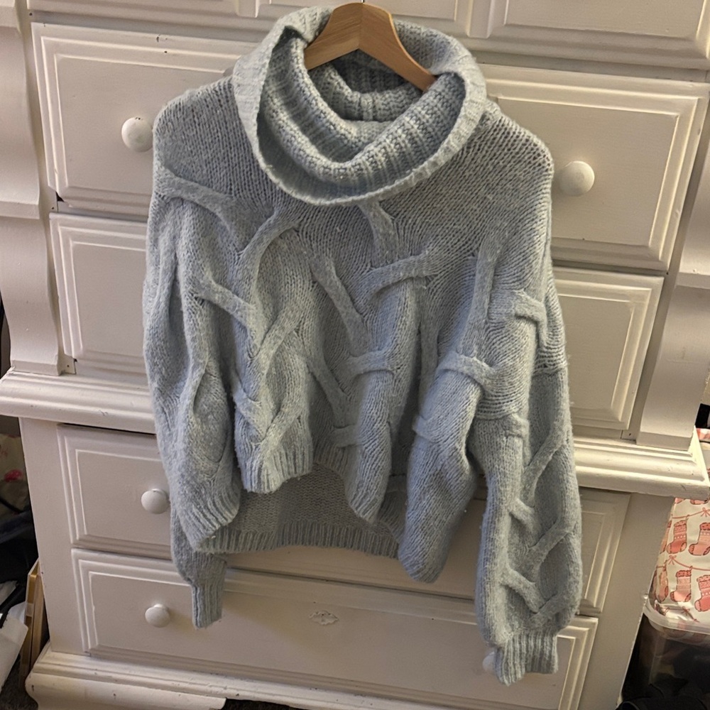 Madewell Somervell Modern Cable Turtleneck Sweater in Heather iceberg - Picture 4 of 7